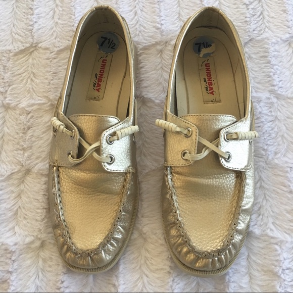 UNIONBAY Shoes Union Bay Gold Metallic Preppy Boat Shoes Poshmark